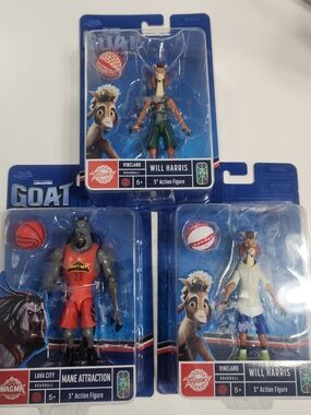 Set of 3 GOAT The Movie Will Harris & Mane Attraction 5" Action Figures